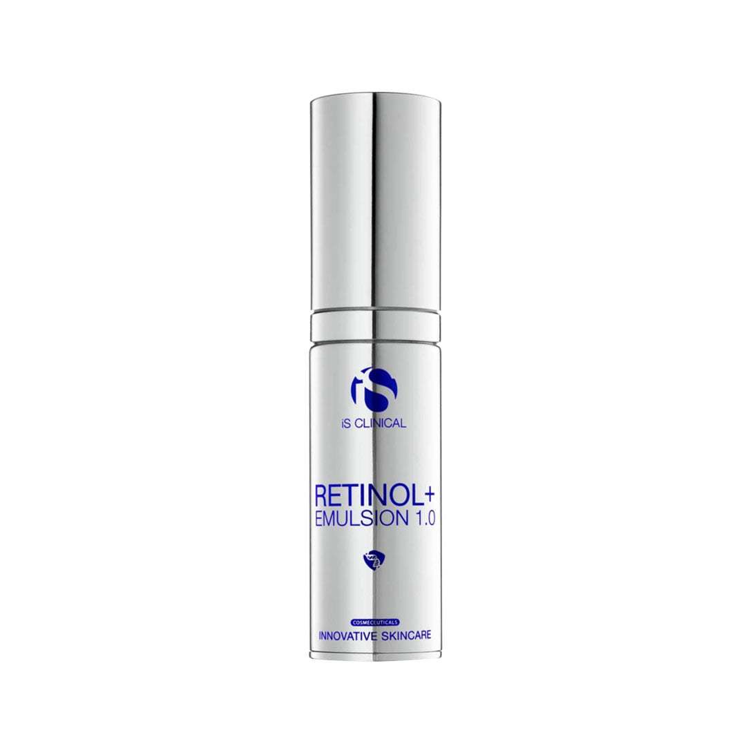 iS CLINICAL Retinol+ Emulsion 1.0 bottle for reducing wrinkles and brightening skin