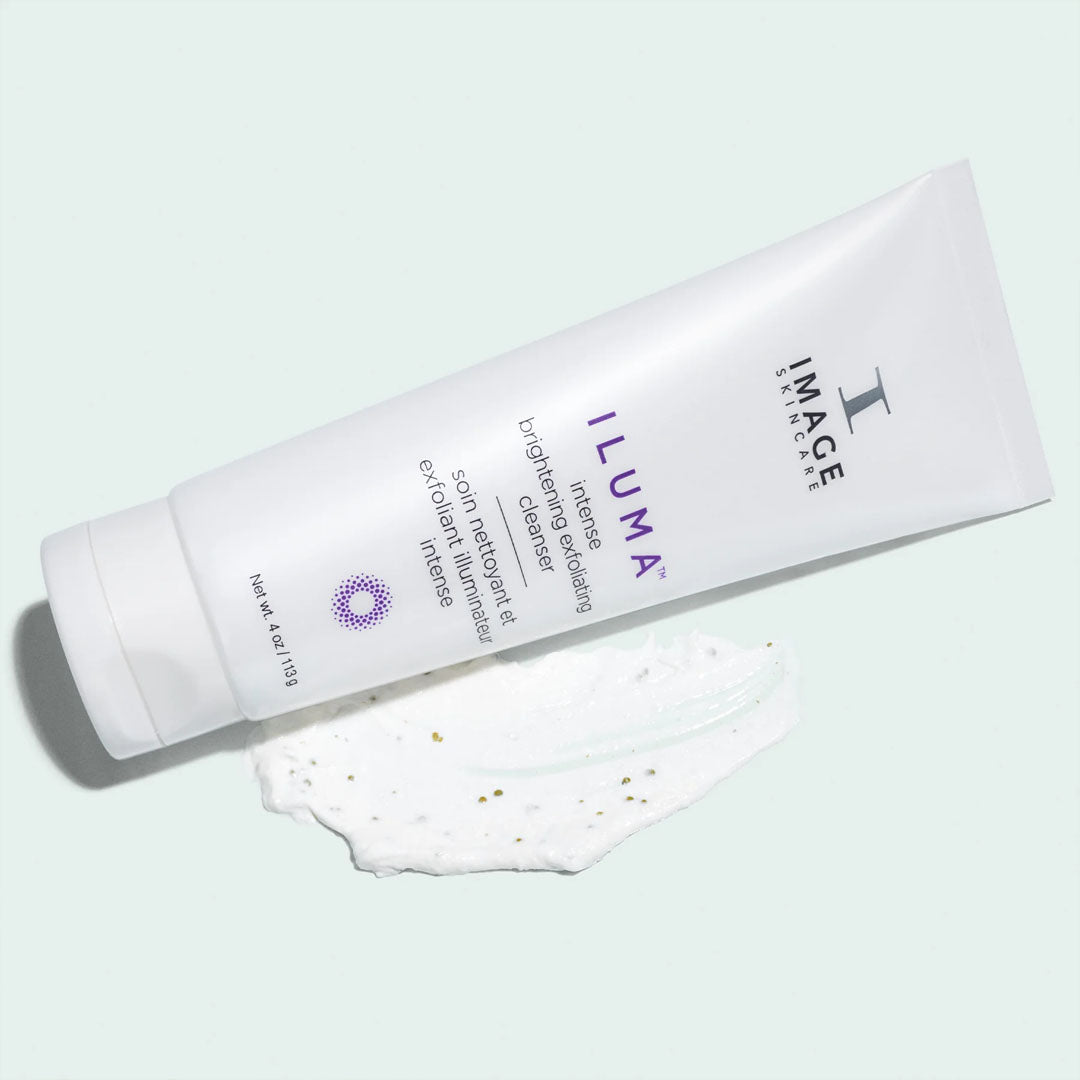 ILUMA Intense Brightening Exfoliating Cleanser cream-to-foam with mushroom enzyme and bamboo spheres for radiant skin