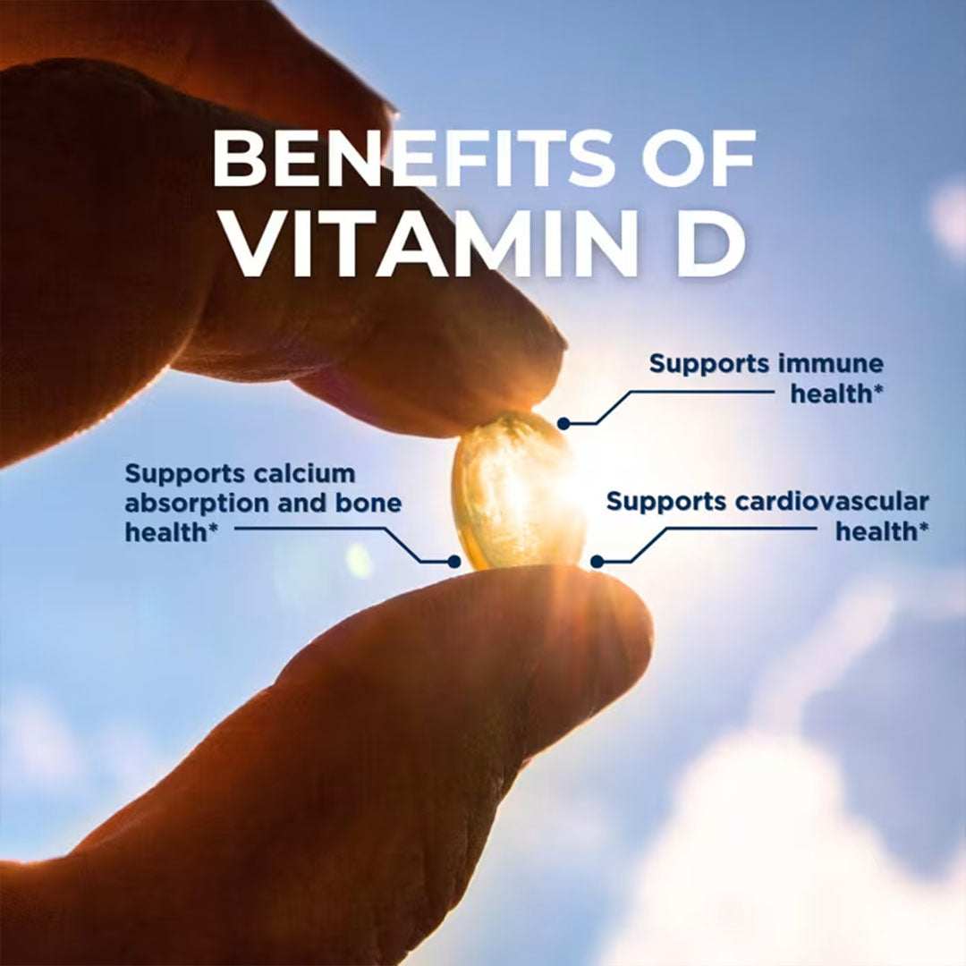 Vitamin D3 5000 + K softgels for bone, heart, and immune health support