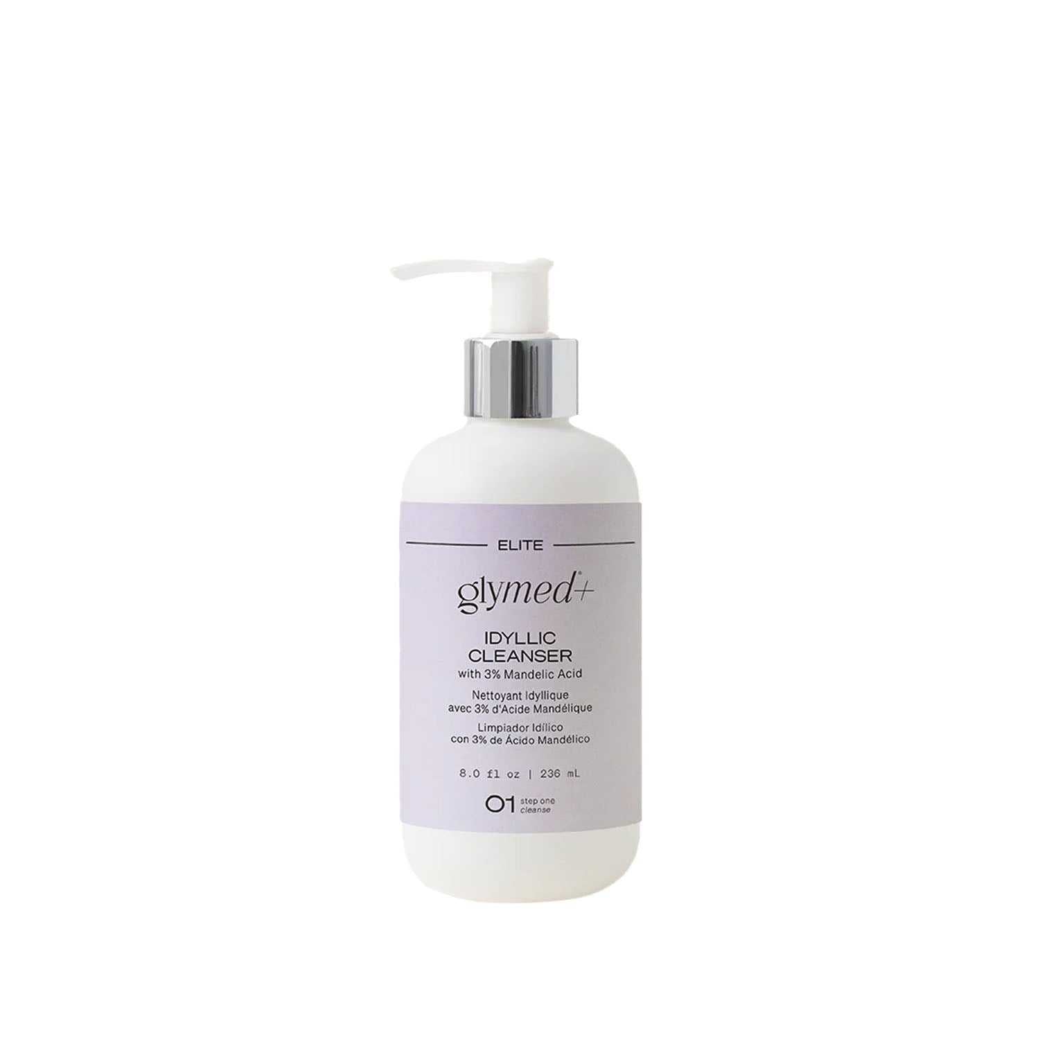 Idyllic Cleanser bottle with 3% Mandelic Acid for gentle exfoliation and acne control