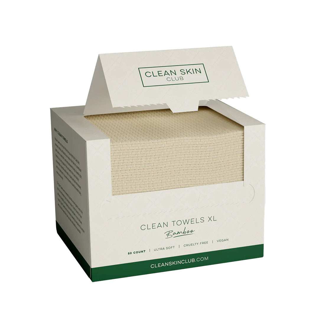 Stack of Clean Towels XL bamboo towels promoting clear skin and healthy skin barrier