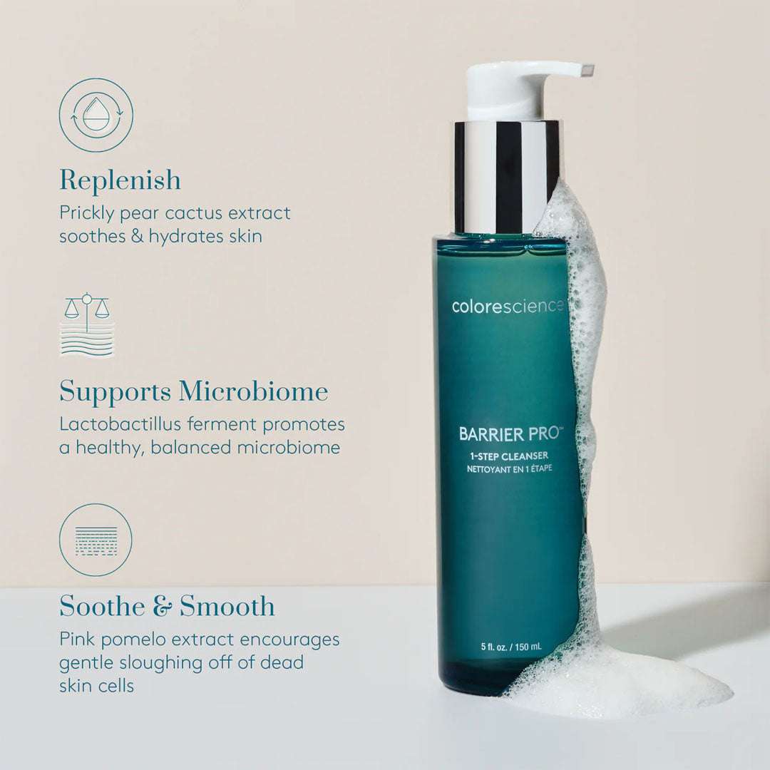 Colorescience Barrier Pro 1-Step Cleanser bottle for gentle, balanced skin cleansing and barrier support
