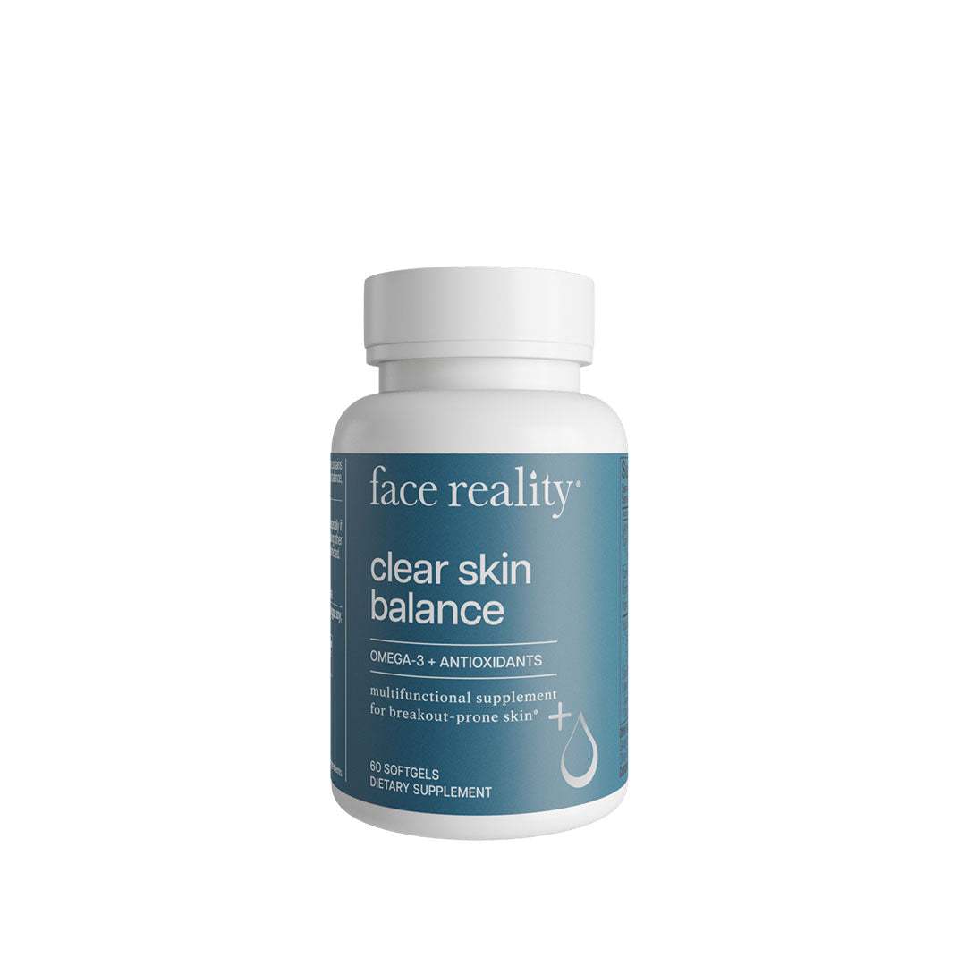 Clear Skin Balance Omega-3 supplement with antioxidant blend for bright, balanced skin and overall wellness
