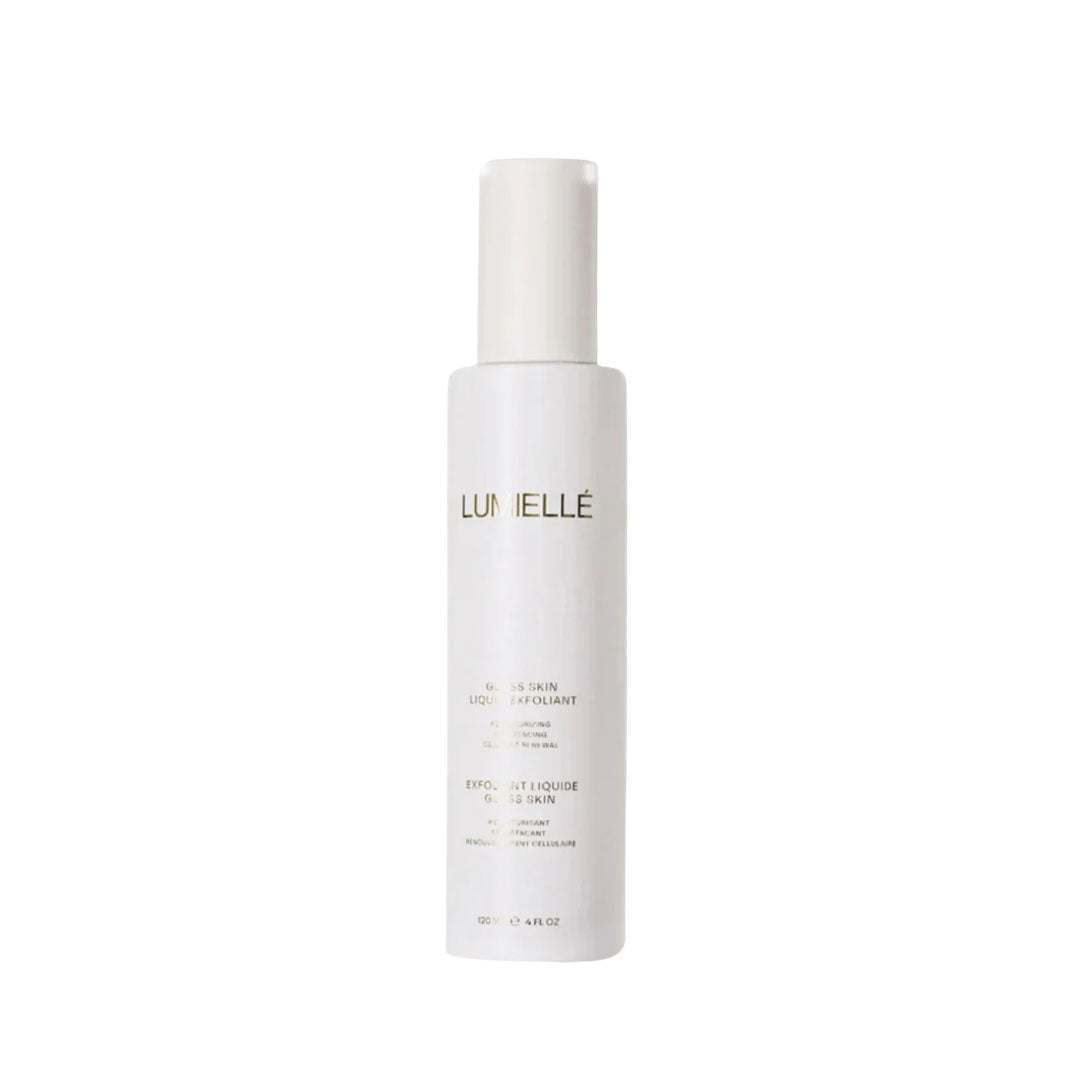 Glass Skin Liquid Exfoliant bottle with packaging highlighting exfoliation benefits for smooth skin