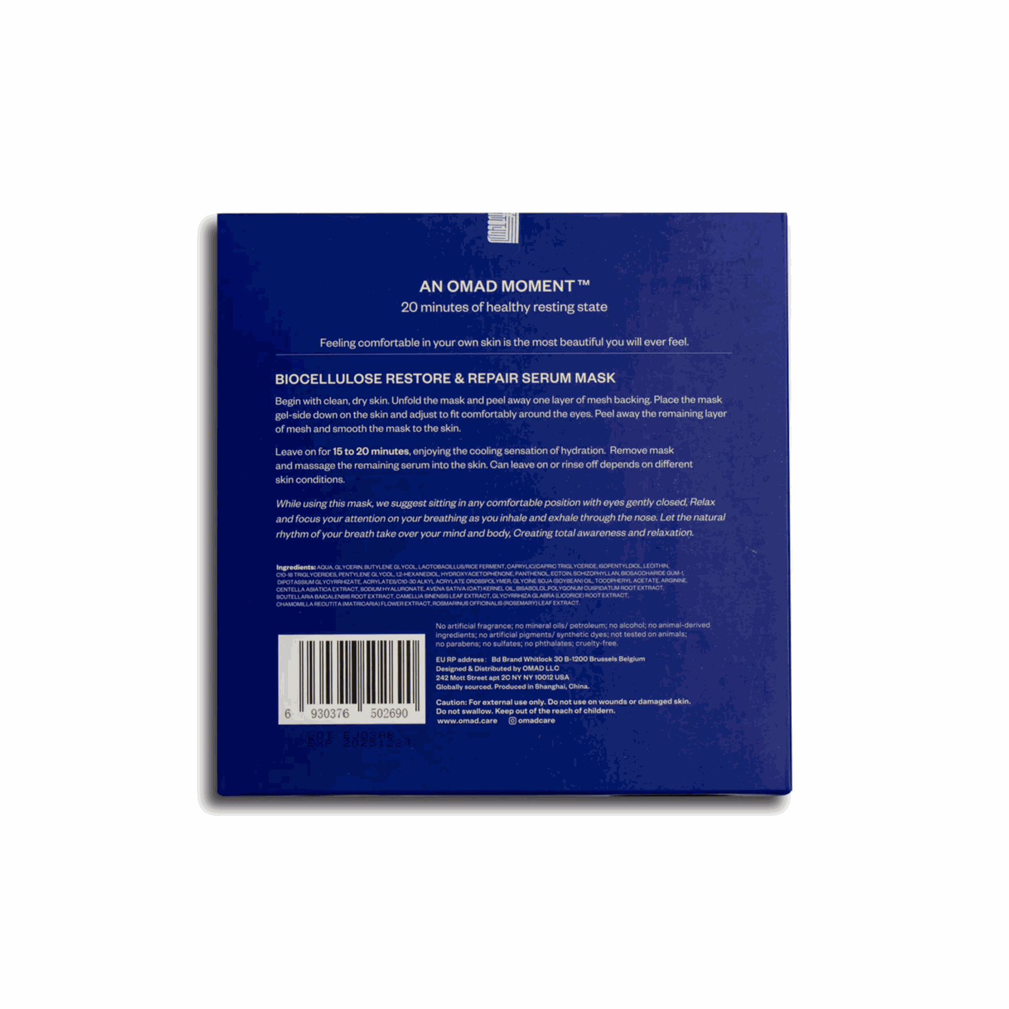 Bio Cellulose Restore & Repair Serum Mask with TCM botanicals and hyaluronic acid for sensitive skin hydration and repair