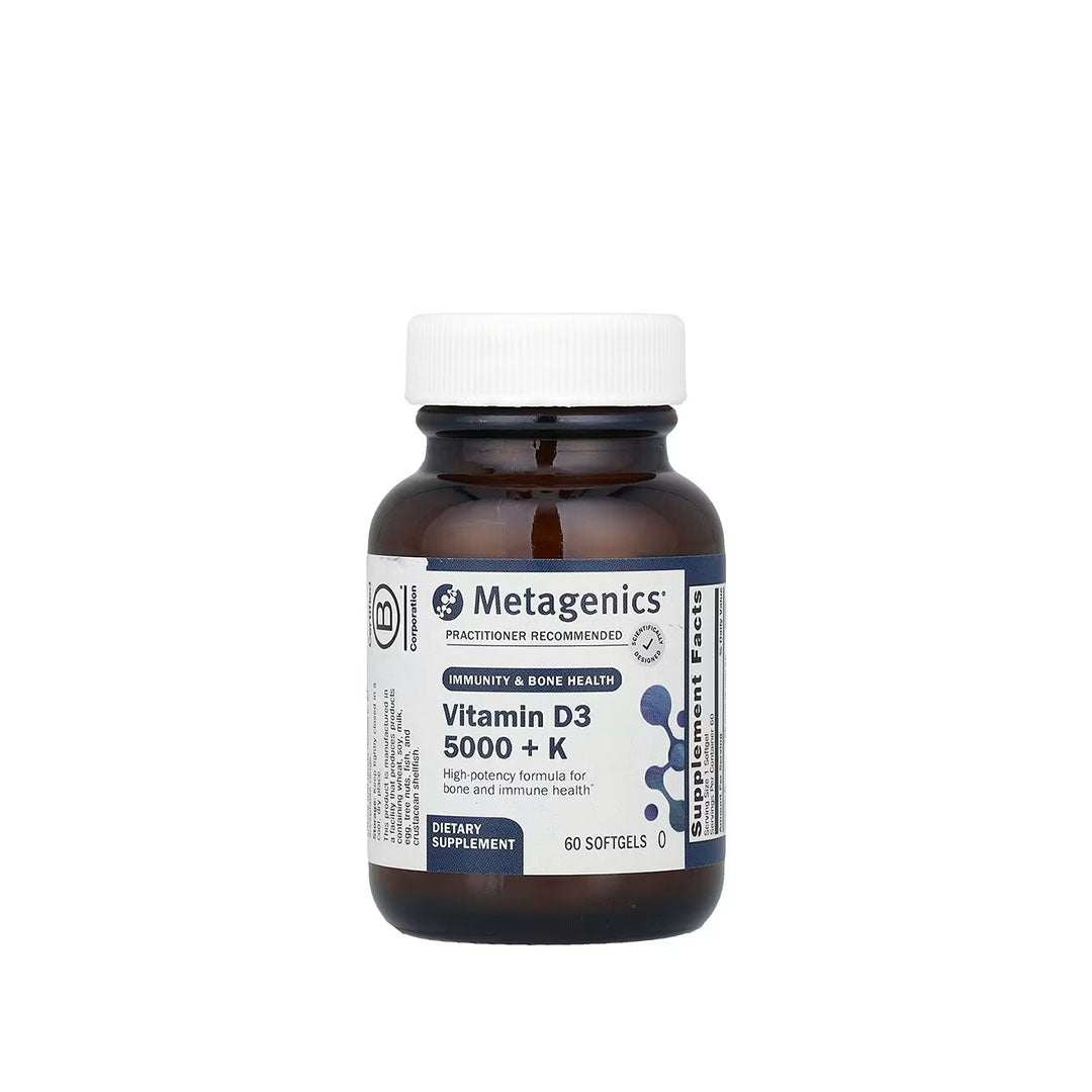 Vitamin D3 5000 + K softgels for bone, heart, and immune health by Metagenics