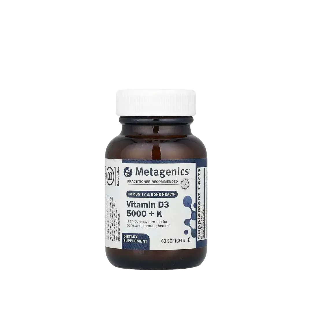 Vitamin D3 5000 + K softgels for bone, heart, and immune health by Metagenics
